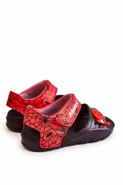 Hot Boto Dziecięce Lekkie Sandały Z Ozdobami Czarno-Czerwone Trusty