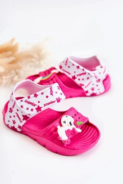 Outlet Boto Dziecięce Lekkie Sandały Z Ozdobami Ciemnoróżowe Trusty