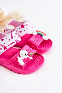 Outlet Boto Dziecięce Lekkie Sandały Z Ozdobami Ciemnoróżowe Trusty