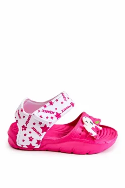 Outlet Boto Dziecięce Lekkie Sandały Z Ozdobami Ciemnoróżowe Trusty