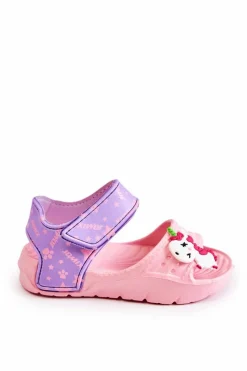 Clearance Dziecięce Lekkie Sandały Z Ozdobami Różowo-Fioletowe Trusty Dzieci Dziewczęce