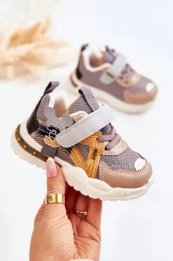 Clearance Boto Dziecięce Materiałowe Buty Sportowe Szaro-Brązowe Nathine