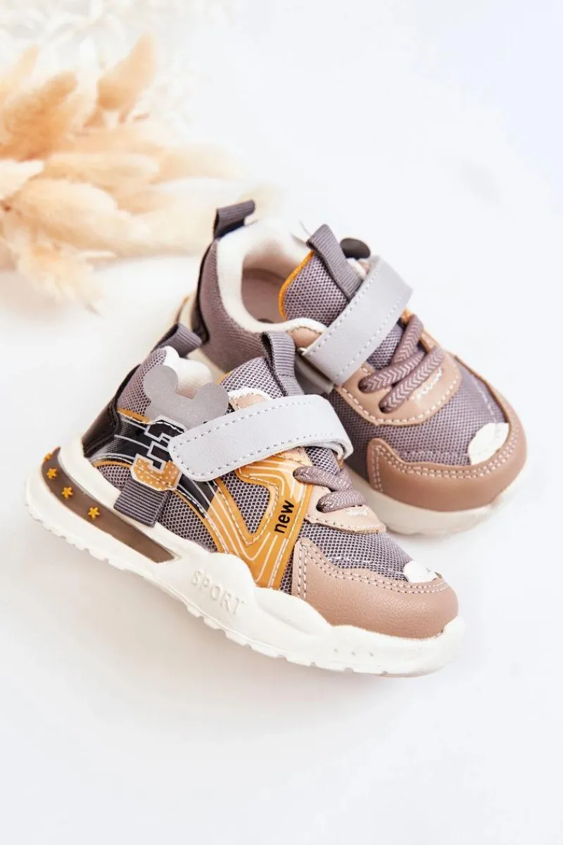 Clearance Boto Dziecięce Materiałowe Buty Sportowe Szaro-Brązowe Nathine