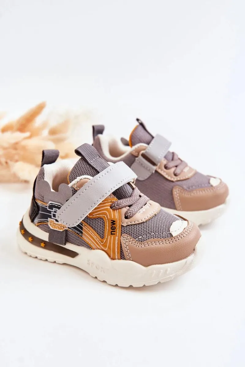 Clearance Boto Dziecięce Materiałowe Buty Sportowe Szaro-Brązowe Nathine