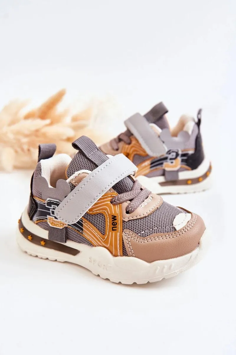 Clearance Boto Dziecięce Materiałowe Buty Sportowe Szaro-Brązowe Nathine