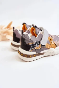 Clearance Boto Dziecięce Materiałowe Buty Sportowe Szaro-Brązowe Nathine
