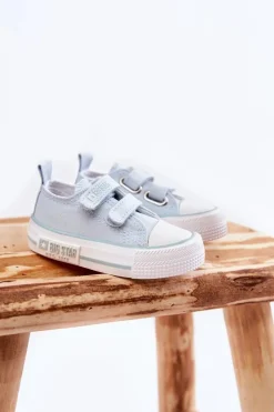 Hot Dziecięce Materiałowe Trampki Na Rzep BIG STAR KK374084 Niebieskie Dzieci Chłopięce|Dziewczęce