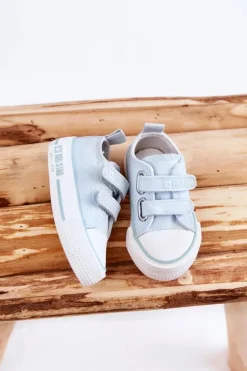 Hot Dziecięce Materiałowe Trampki Na Rzep BIG STAR KK374084 Niebieskie Dzieci Chłopięce|Dziewczęce