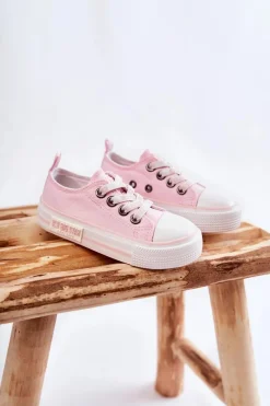 Chłopięce|Dziewczęce>Big Star Shoes Dziecięce Materiałowe Trampki BIG STAR KK374072 Różowe Różowy