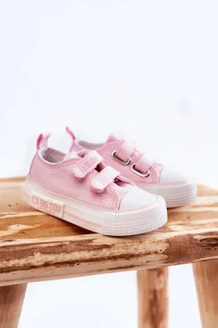 Chłopięce|Dziewczęce>Big Star Shoes Dziecięce Materiałowe Trampki Na Rzep BIG STAR KK374077 Różowe Różowy