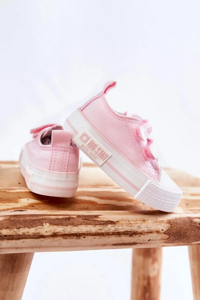 Chłopięce|Dziewczęce>Big Star Shoes Dziecięce Materiałowe Trampki Na Rzep BIG STAR KK374077 Różowe Różowy