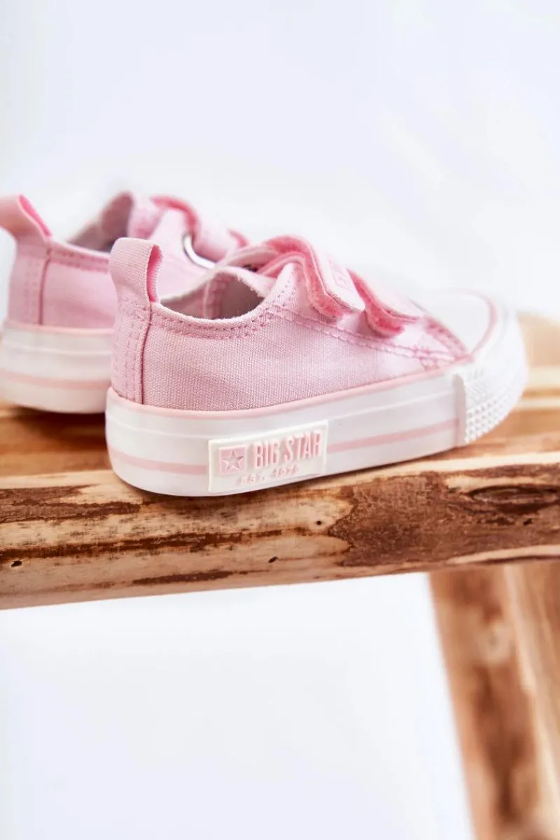 Chłopięce|Dziewczęce>Big Star Shoes Dziecięce Materiałowe Trampki Na Rzep BIG STAR KK374077 Różowe Różowy