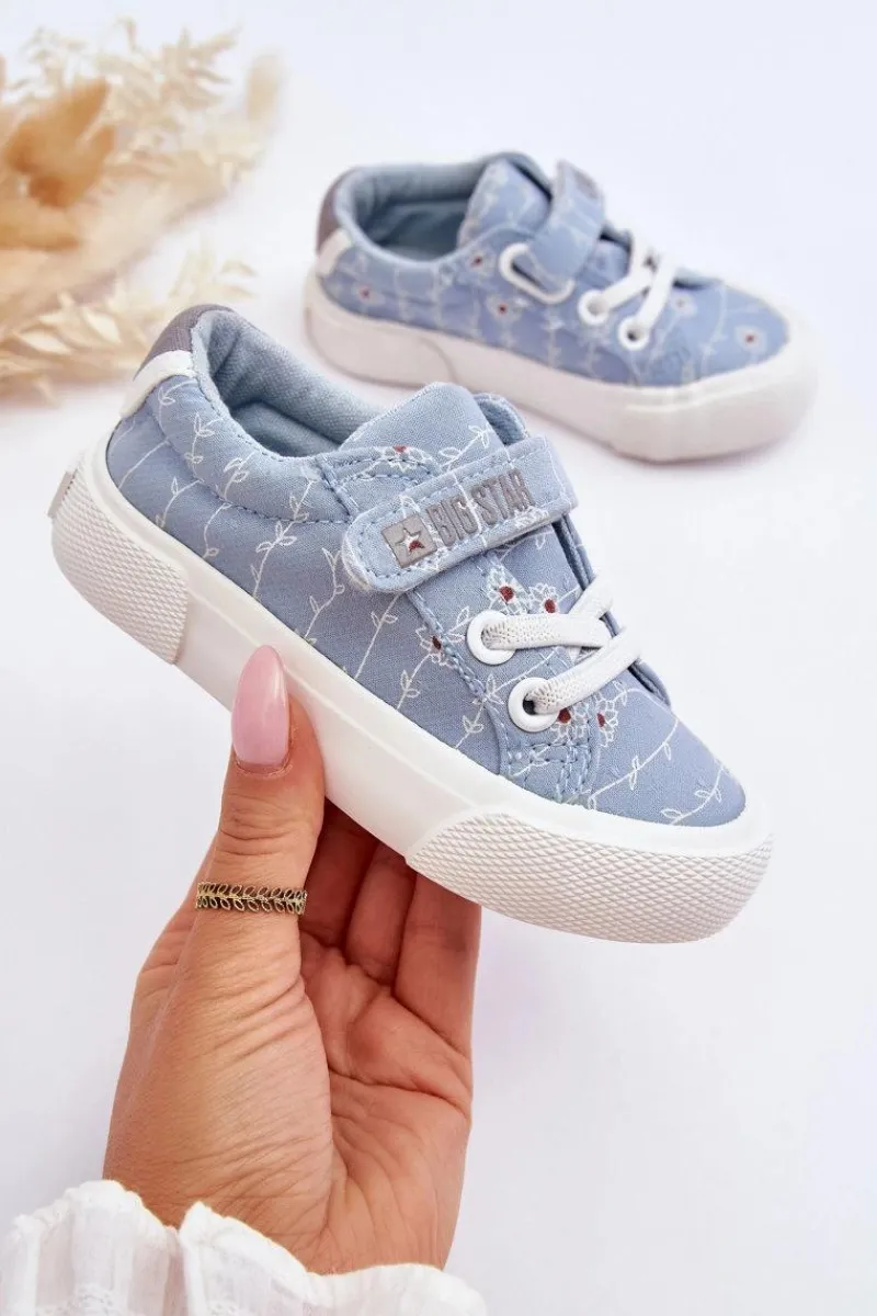 Dziewczęce>Big Star Shoes Dziecięce Materiałowe Trampki BIG STAR JJ374101 Niebieskie