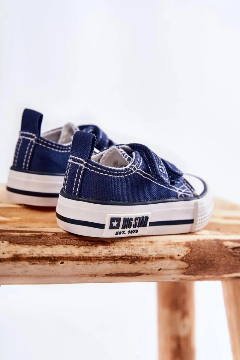 Chłopięce|Dziewczęce>Big Star Shoes Dziecięce Materiałowe Trampki Na Rzep BIG STAR KK374075 Granatowe Niebieski