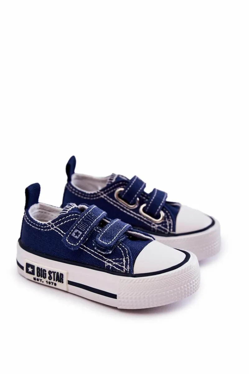Chłopięce|Dziewczęce>Big Star Shoes Dziecięce Materiałowe Trampki Na Rzep BIG STAR KK374075 Granatowe Niebieski
