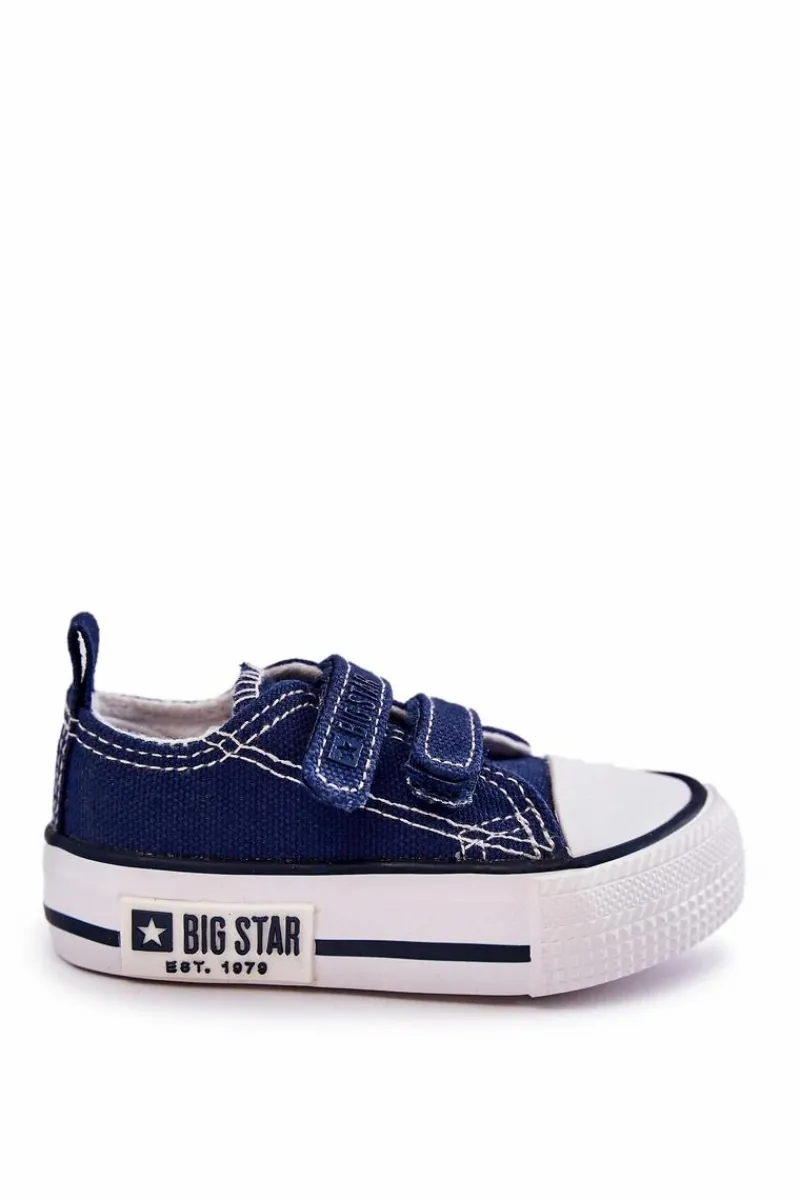 Chłopięce|Dziewczęce>Big Star Shoes Dziecięce Materiałowe Trampki Na Rzep BIG STAR KK374075 Granatowe Niebieski