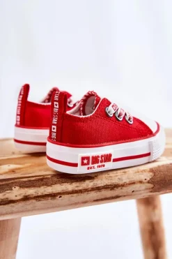 Hot Dziecięce Materiałowe Trampki BIG STAR KK374051 Czerwone Dzieci Chłopięce|Dziewczęce