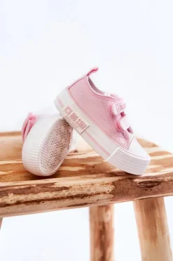 Best Big Star Shoes Dziecięce Materiałowe Trampki Na Rzep BIG STAR KK374083 Różowe