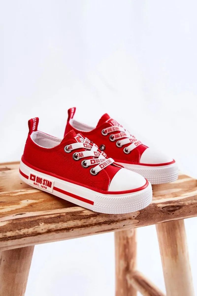 Best Big Star Shoes Dziecięce Materiałowe Trampki BIG STAR KK374071 Czerwone Czerwony