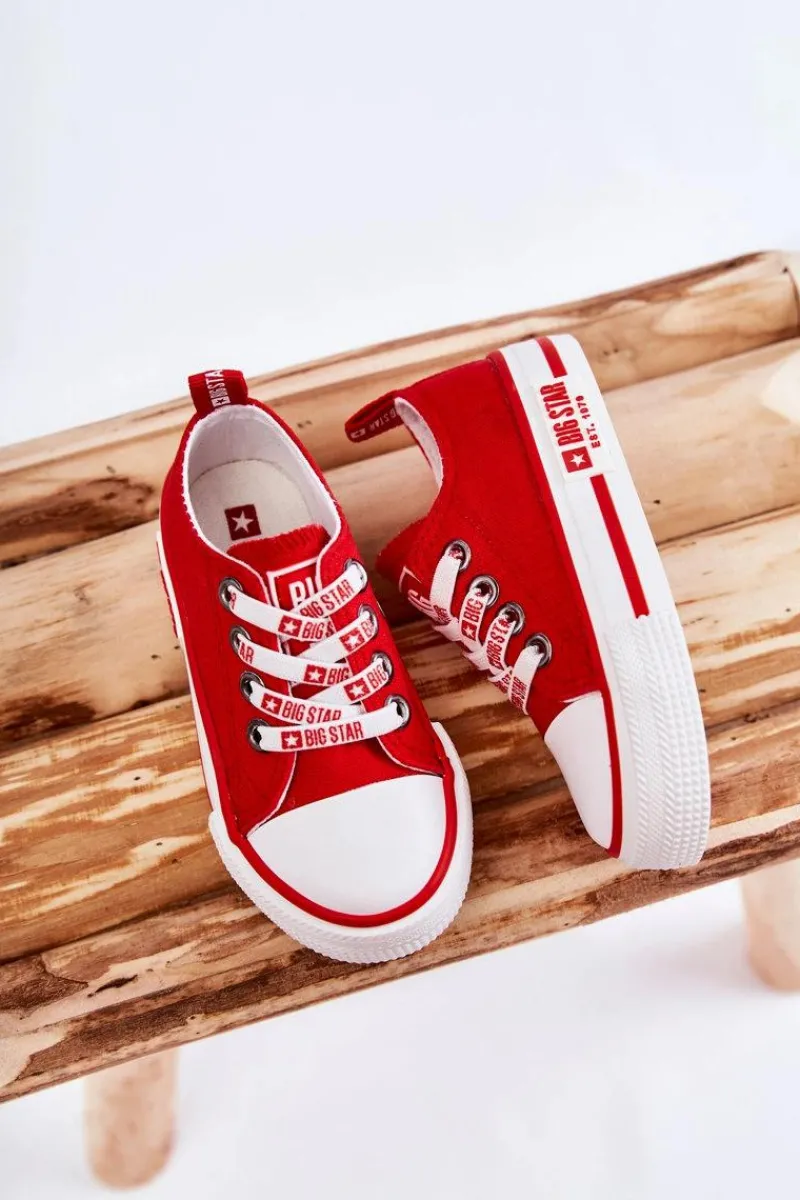 Best Big Star Shoes Dziecięce Materiałowe Trampki BIG STAR KK374071 Czerwone Czerwony