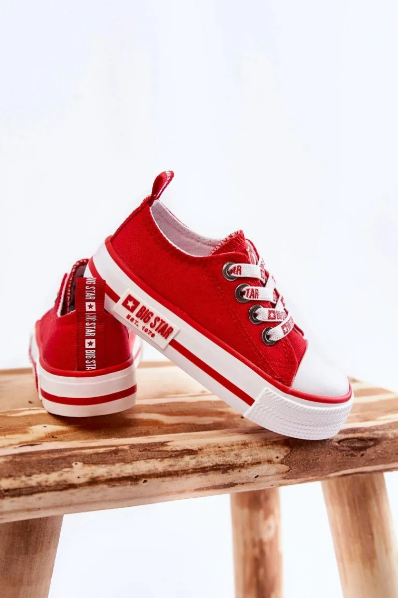 Best Big Star Shoes Dziecięce Materiałowe Trampki BIG STAR KK374071 Czerwone Czerwony