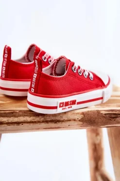 Best Big Star Shoes Dziecięce Materiałowe Trampki BIG STAR KK374071 Czerwone Czerwony