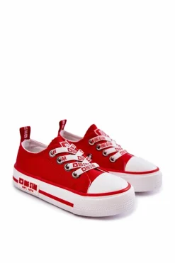 Best Big Star Shoes Dziecięce Materiałowe Trampki BIG STAR KK374071 Czerwone Czerwony
