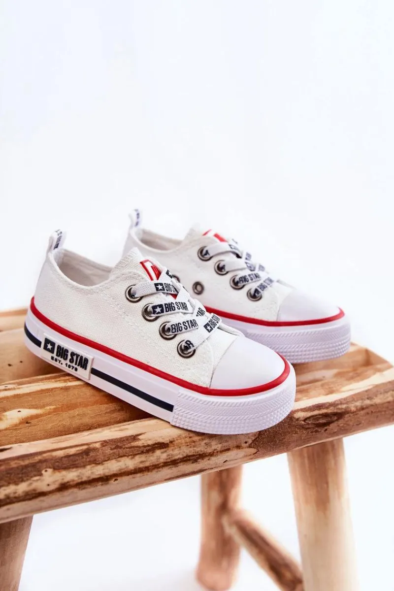 Outlet Big Star Shoes Dziecięce Materiałowe Trampki BIG STAR KK374068 Białe