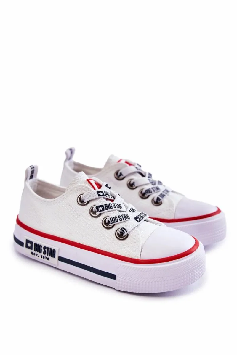 Outlet Big Star Shoes Dziecięce Materiałowe Trampki BIG STAR KK374068 Białe