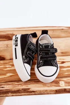 Chłopięce|Dziewczęce>Big Star Shoes Dziecięce Materiałowe Trampki Na Rzep BIG STAR KK374080 Czarno-Białe