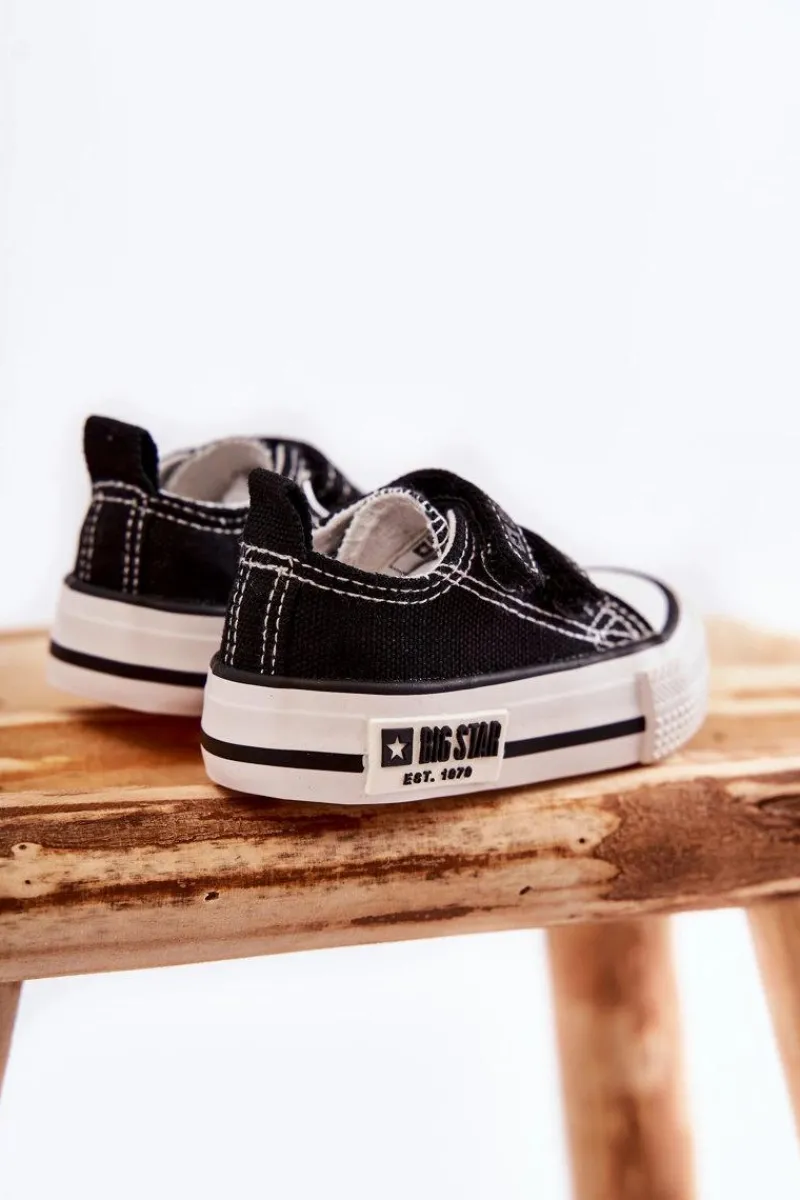 Chłopięce|Dziewczęce>Big Star Shoes Dziecięce Materiałowe Trampki Na Rzep BIG STAR KK374080 Czarno-Białe