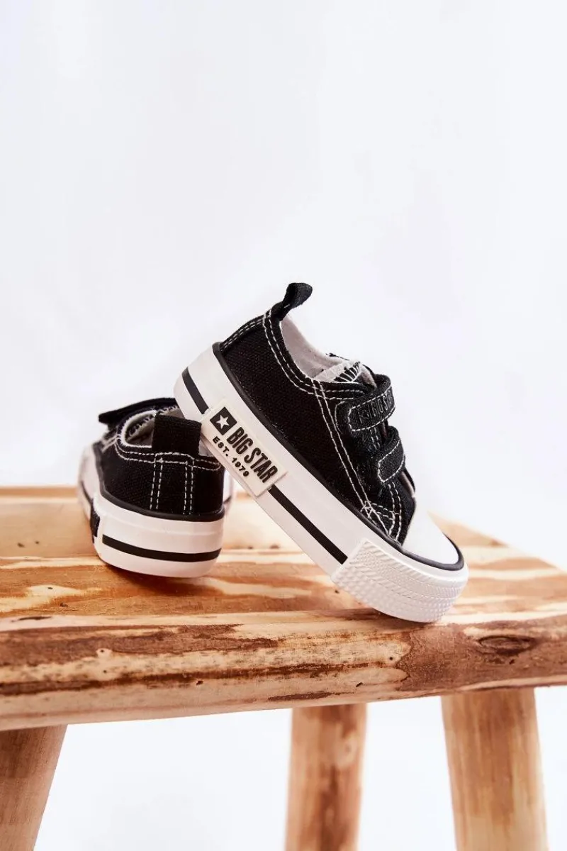 Chłopięce|Dziewczęce>Big Star Shoes Dziecięce Materiałowe Trampki Na Rzep BIG STAR KK374080 Czarno-Białe