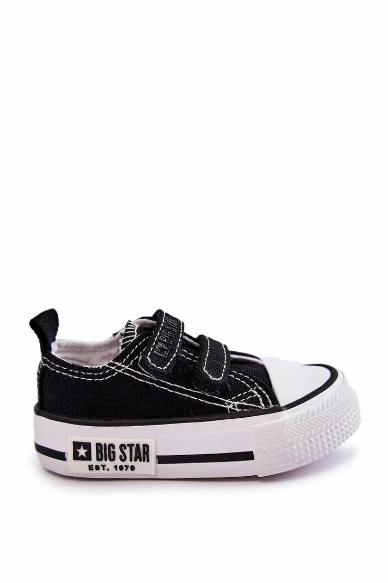 Chłopięce|Dziewczęce>Big Star Shoes Dziecięce Materiałowe Trampki Na Rzep BIG STAR KK374080 Czarno-Białe