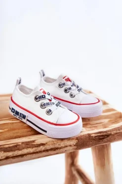 Dziecięce Materiałowe Trampki BIG STAR KK374048 Białe Dzieci Chłopięce|Dziewczęce