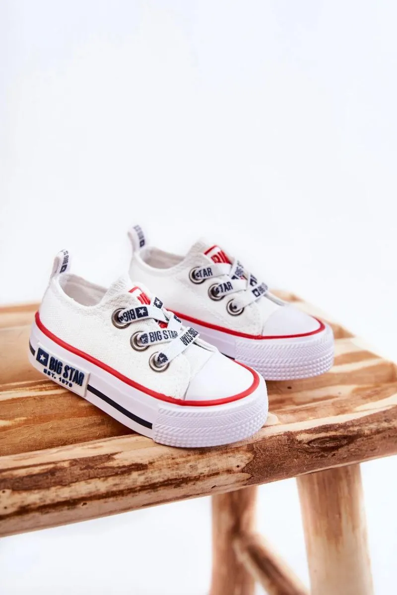 Dziecięce Materiałowe Trampki BIG STAR KK374048 Białe Dzieci Chłopięce|Dziewczęce