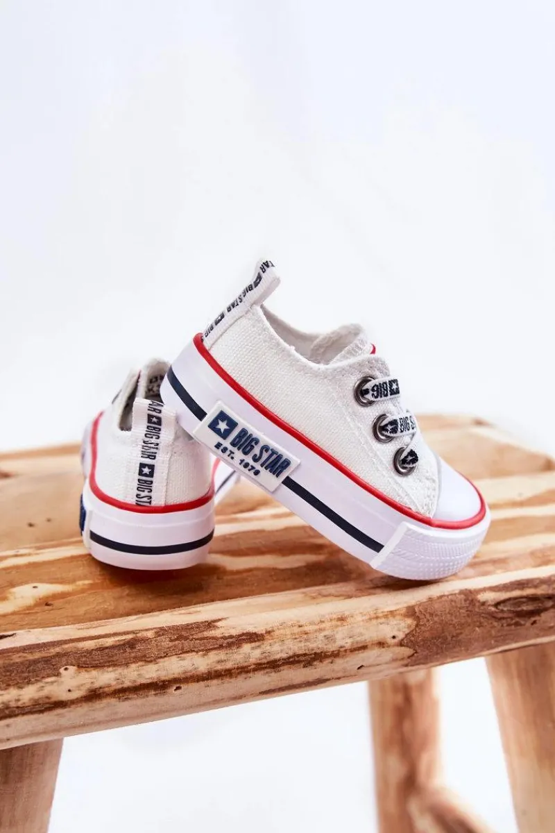 Dziecięce Materiałowe Trampki BIG STAR KK374048 Białe Dzieci Chłopięce|Dziewczęce