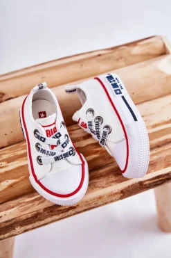 Dziecięce Materiałowe Trampki BIG STAR KK374048 Białe Dzieci Chłopięce|Dziewczęce