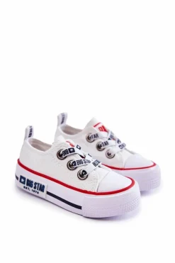 Dziecięce Materiałowe Trampki BIG STAR KK374048 Białe Dzieci Chłopięce|Dziewczęce