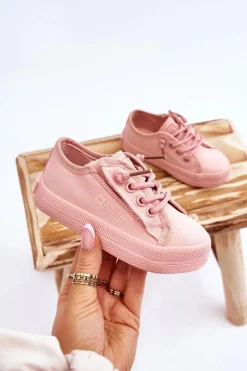 Discount Dziecięce Materiałowe Trampki BIG STAR LL374025 Różowe Dzieci Chłopięce|Dziewczęce