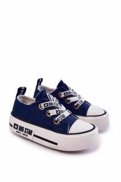 Big Star Shoes Dziecięce Materiałowe Trampki BIG STAR KK374050 Granatowe Niebieski