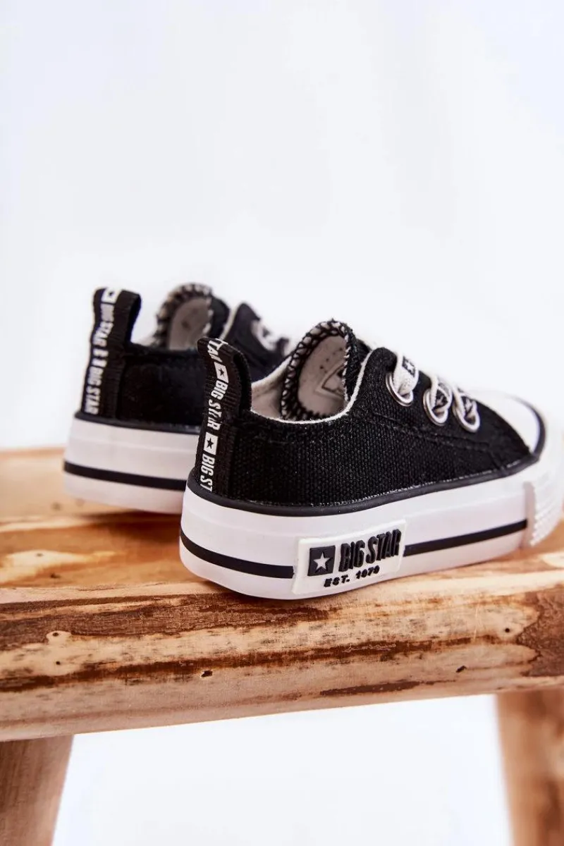 Chłopięce|Dziewczęce>Big Star Shoes Dziecięce Materiałowe Trampki BIG STAR KK374049 Czarno-Białe Czarny