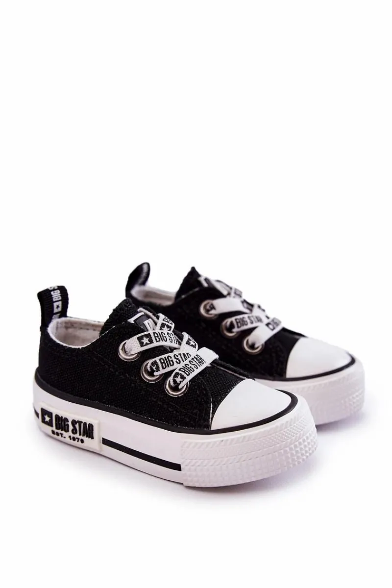 Chłopięce|Dziewczęce>Big Star Shoes Dziecięce Materiałowe Trampki BIG STAR KK374049 Czarno-Białe Czarny