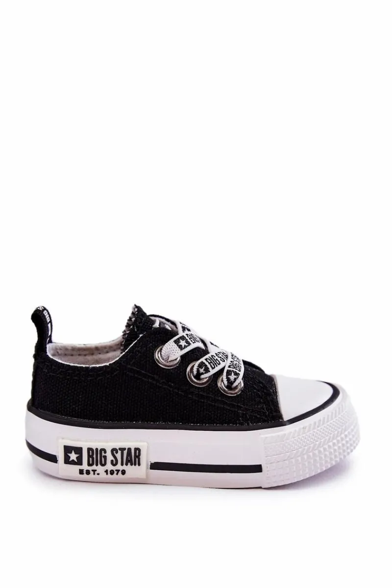 Chłopięce|Dziewczęce>Big Star Shoes Dziecięce Materiałowe Trampki BIG STAR KK374049 Czarno-Białe Czarny