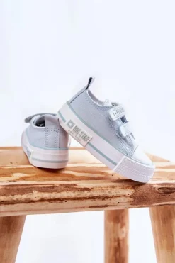 Hot Big Star Shoes Dziecięce Materiałowe Trampki Na Rzep BIG STAR KK374078 e Niebieski