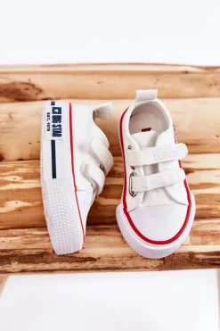 Clearance Big Star Shoes Dziecięce Materiałowe Trampki Na Rzep BIG STAR KK374085 Białe