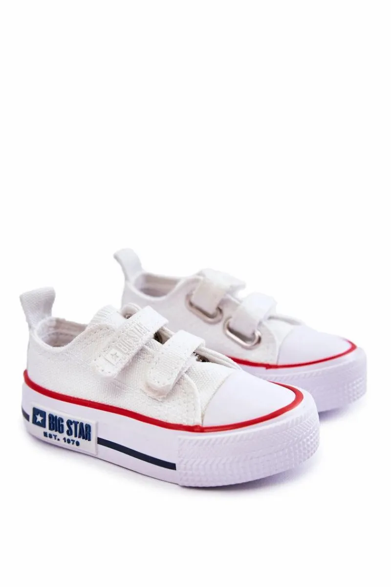 Clearance Big Star Shoes Dziecięce Materiałowe Trampki Na Rzep BIG STAR KK374085 Białe