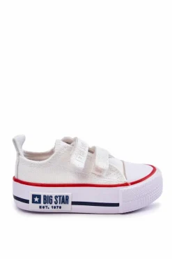 Clearance Big Star Shoes Dziecięce Materiałowe Trampki Na Rzep BIG STAR KK374085 Białe