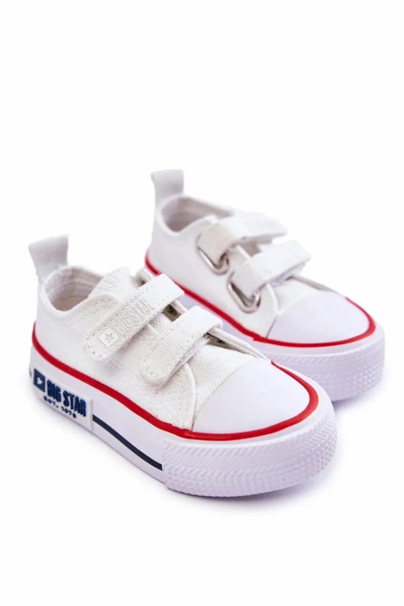 Clearance Big Star Shoes Dziecięce Materiałowe Trampki Na Rzep BIG STAR KK374085 Białe
