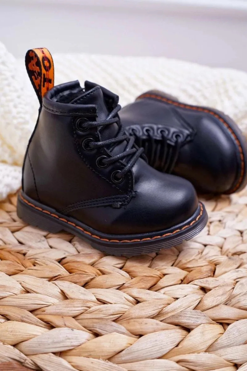 Discount Boto Dziecięce Młodzieżowe Botki Ocieplane z Suwakiem Czarne Goopy