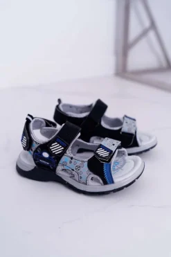 Best Boto Dziecięce Młodzieżowe Chłopięce Sandały Na Rzepy Czarne Reksio